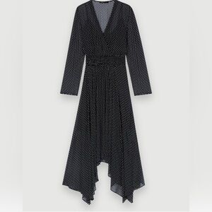 Maje Black and White Long Sleeve Dress